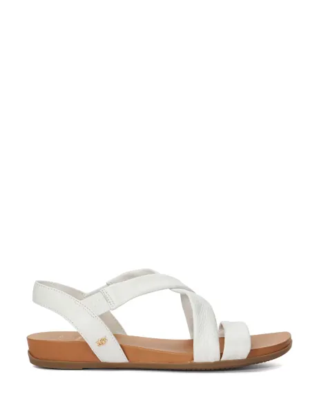 Dune London Leather Flat Sandals White