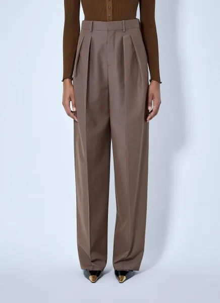 Saint Laurent Wool Blend Wide-Leg Pants