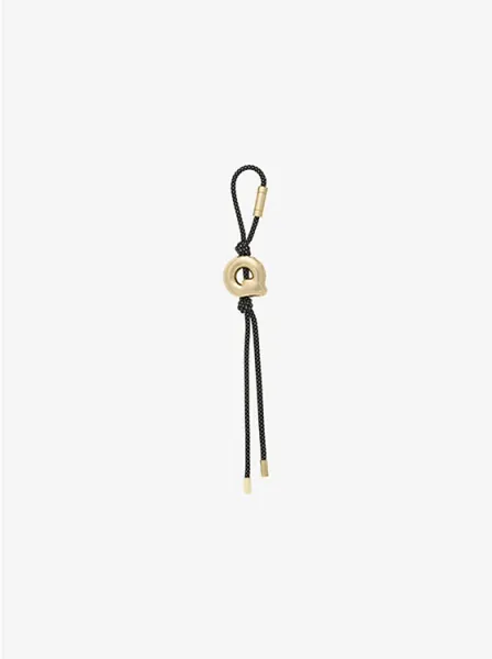 Initial Gold-Tone and Speckled Cord Bag Charm