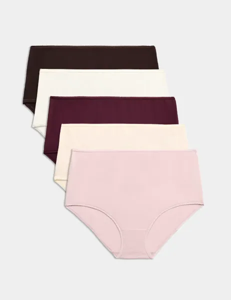 Marks & Spencer 5pk Cotton Lycra Full Briefs Bitter Chocolate