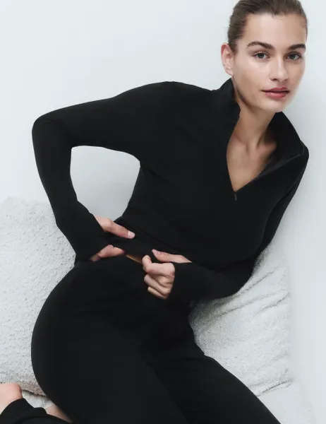 Marks & Spencer Heatgen Maximum Thermal Funnel Neck Top Black