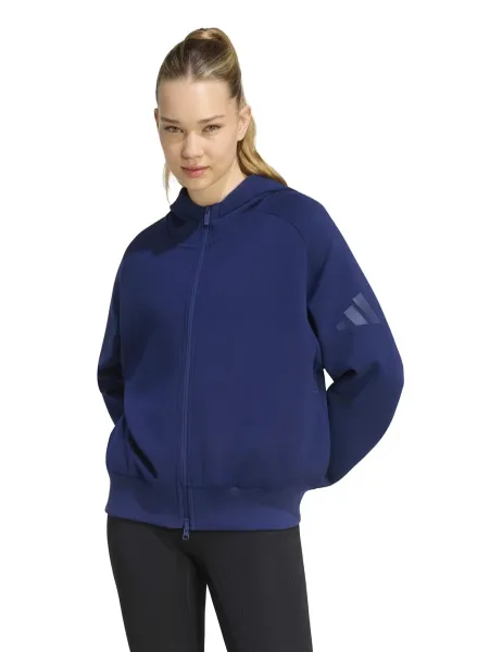Adidas Soft Lux Zip Up Hoodie with Modal Dark Blue