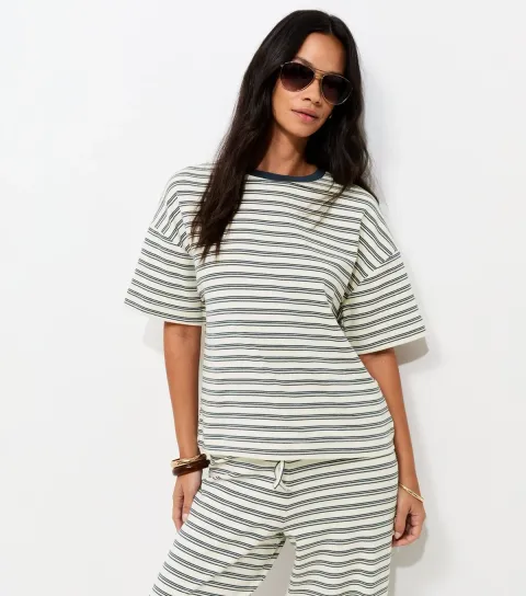 Women's Blue Soft Touch Striped T-Shirt
