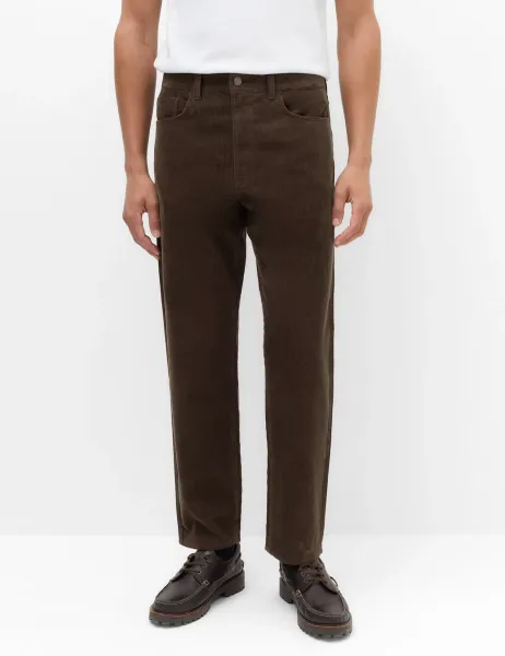 Marks & Spencer Straight Fit Pure Cotton Corduroy 5 Pocket Trousers Bitter Chocolate