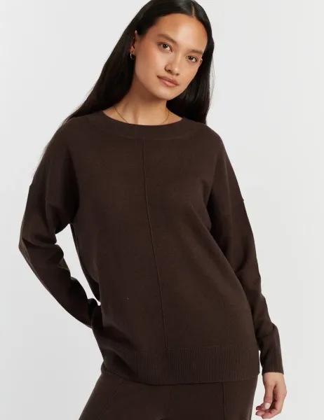 Chinti & Parker Wool Rich Relaxed Jumper with Cashmere Dark Brown