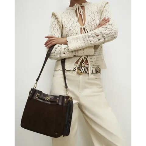 River Island Faux Suede Rr Tassel Bucket Bag