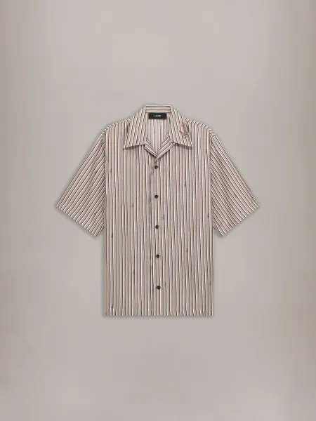 SCRIPT BOWLING SHIRT - Mocha