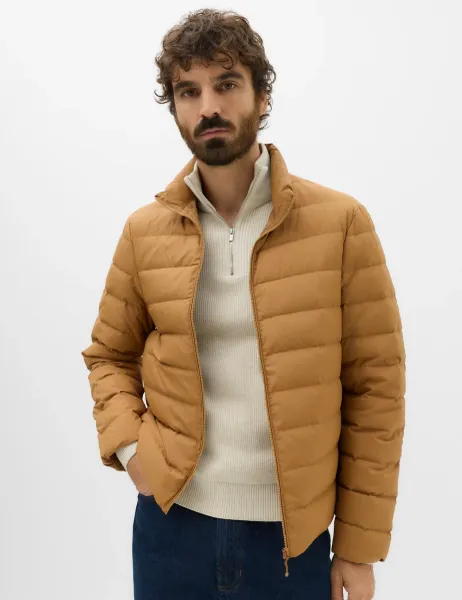 Marks & Spencer Feather and Down Packaway Puffer Jacket Butterscotch