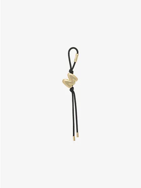 Initial Gold-Tone and Speckled Cord Bag Charm