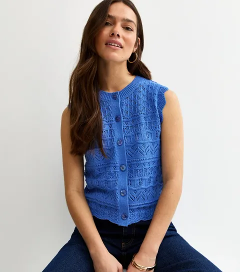 Women's Petite Dark Blue Cotton Rich Stitchy Waistcoat