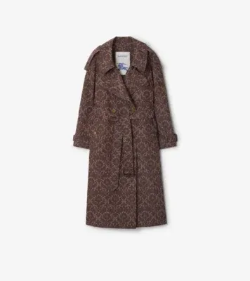 Long Baroque Viscose Blend Fitzrovia Trench Coat in Duchess red
