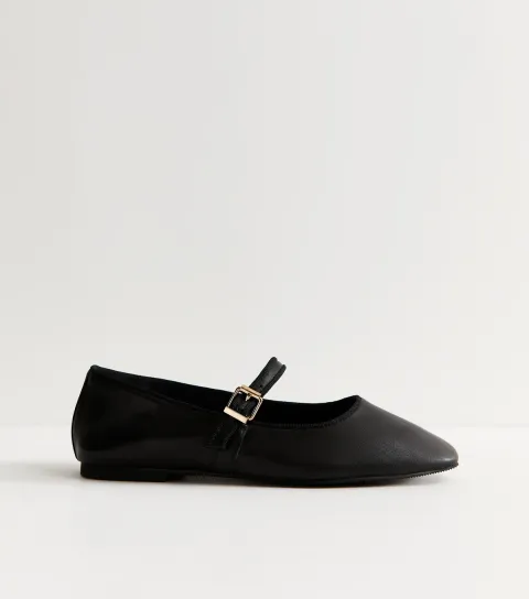 Women's Premium Real Leather Black Mary Jane Flats
