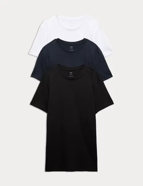 Marks & Spencer 3pk Slim Fit T-Shirts Navy Mix