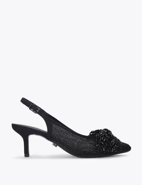 Carvela Embellished Bow Slingback Court Shoes Black