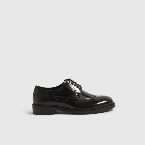 River Island Burgundy Leather High Shine Brogue Shoes