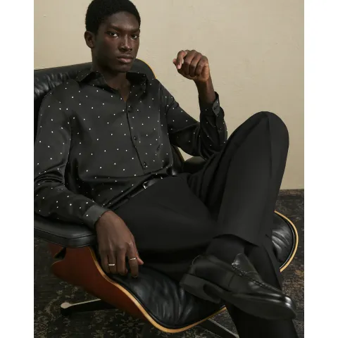 River Island Slim Fit Satin Polka Dot Shirt