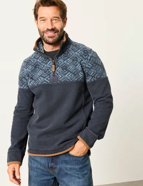 FatFace Cotton Rich Half Zip Airlie Sweatshirt Navy Mix