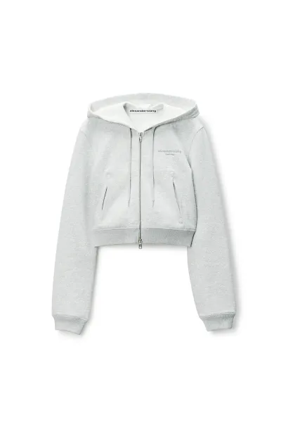 crystal hotfix fitted zip up hoodie