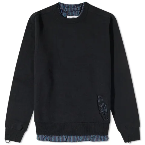 Distressed Insert Crew Knit