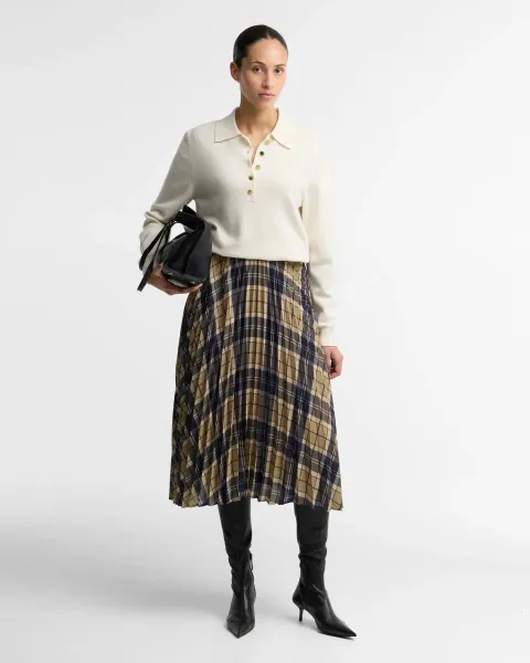 Ria Tartan Pleated Midi Skirt