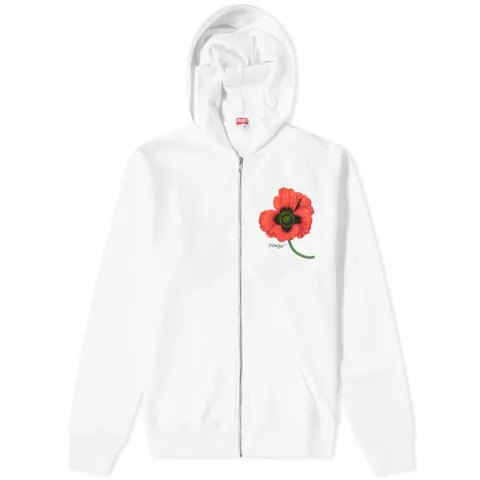 Floral Motif Zip Hoodie