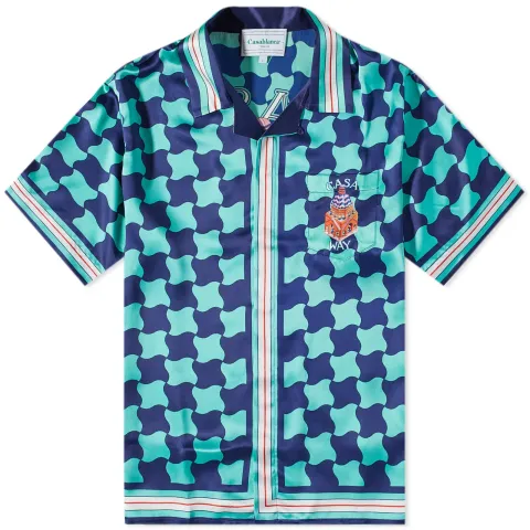 Pool Tile Short Sleeve Silk Shirt