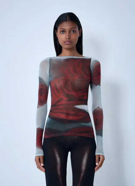 Blurry Roses Mesh Tank Top