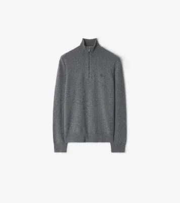 Cashmere Blend Half-zip Sweater in Grey