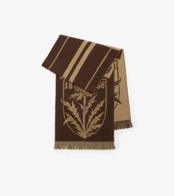 Thistle Shield Wool Scarf in Treacle brown