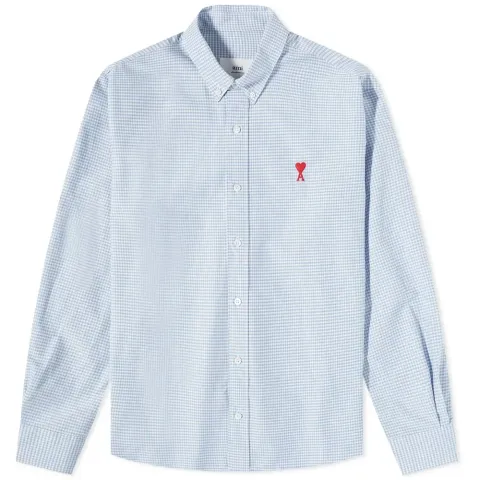 AMI Button Down Gingham Oxford Shirt