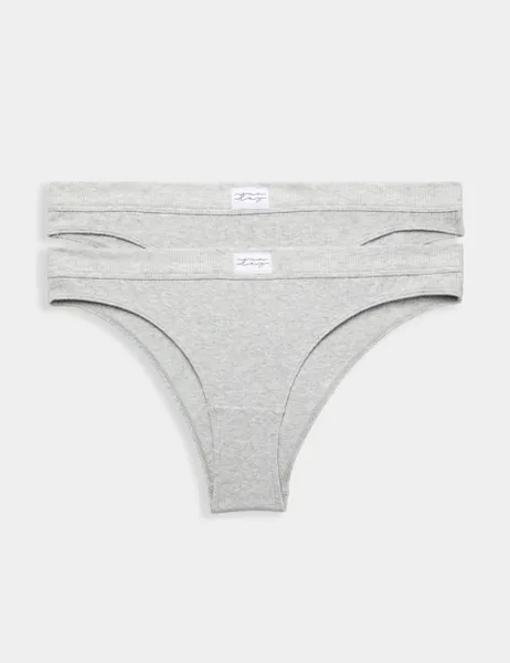 Marks & Spencer 2 Pack Asta Rib Brazilian Knickers Grey Marl