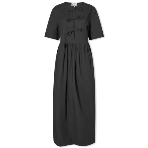 Cotton Poplin Long Tie String Dress