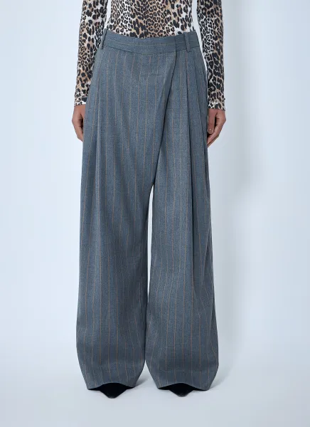 Wide-Leg Pinstripe Pants