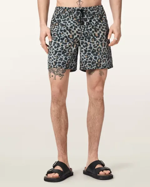 Silesia Leopard Print Slim Fit Swim Shorts
