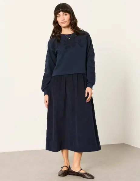 FatFace Cord 2-in-1 Midi Jumper Dress Navy