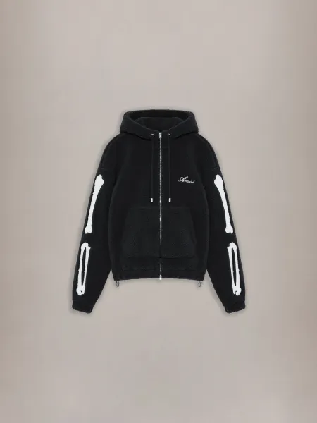 BONES FLEECE ZIP HOODIE - Black