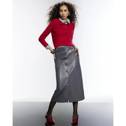 River Island Knit Shoulder Pad Polo Top