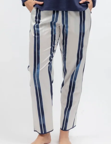 Cyberjammies Cotton Modal Striped Pyjama Bottoms Navy Mix