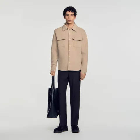 SANDRO Boiled wool overshirt