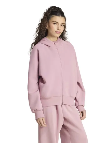 Adidas Soft Lux Zip Up Hoodie with Modal Mauve