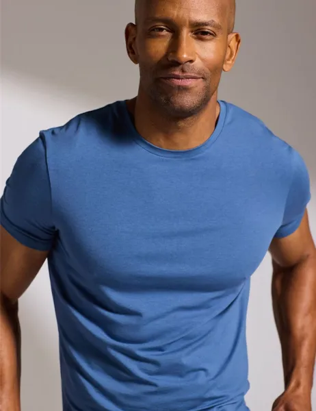 David Gandy Wellwear Ultimate Cotton Modal Crew Neck T-Shirt Mid Blue