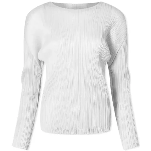 Long Sleeve Pleats Crew Top