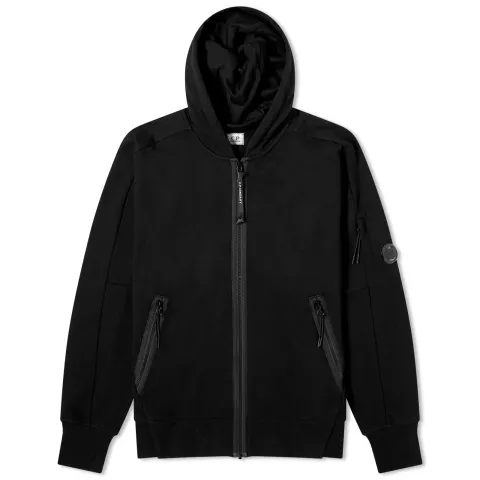 Diagonal Raised Fleece Zipped Hoodie