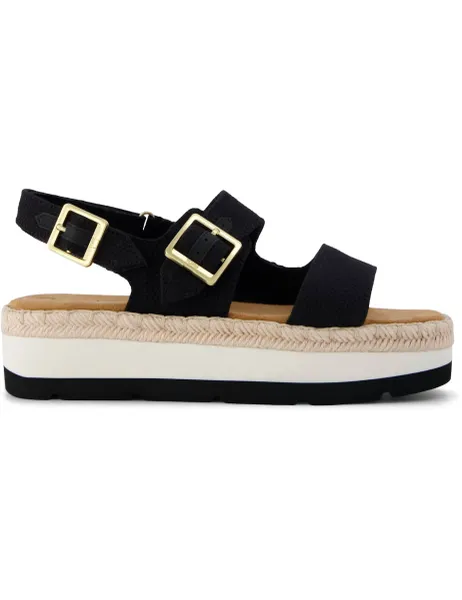 TOMS Woven Slingback Strap Flatform Sandals Black