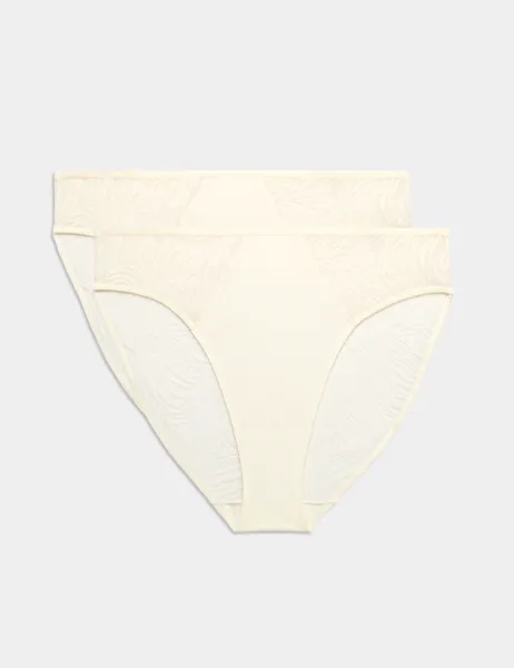 Body by M&S 2 Pack Body Lace High Leg Knickers Ivory