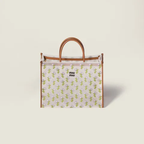 Embroidered mesh shopping bag