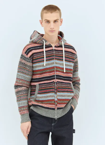 Striped Hooded Cardigan