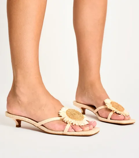 Women's Stone Ellery 3-D Floral Kitten Heel Mules