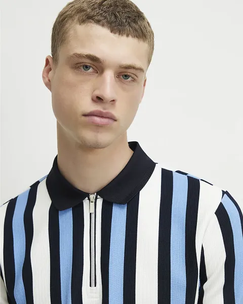 River Island Slim Fit Stripe Polo Shirt