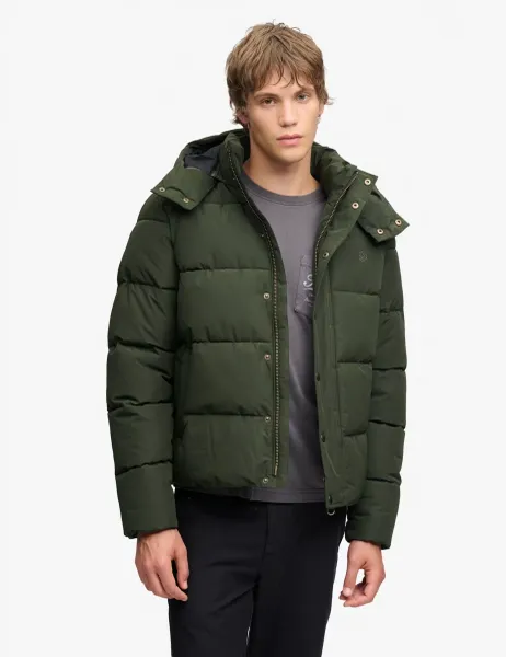 Superdry & Co Quilted Padded Hooded Puffer Jacket Green
